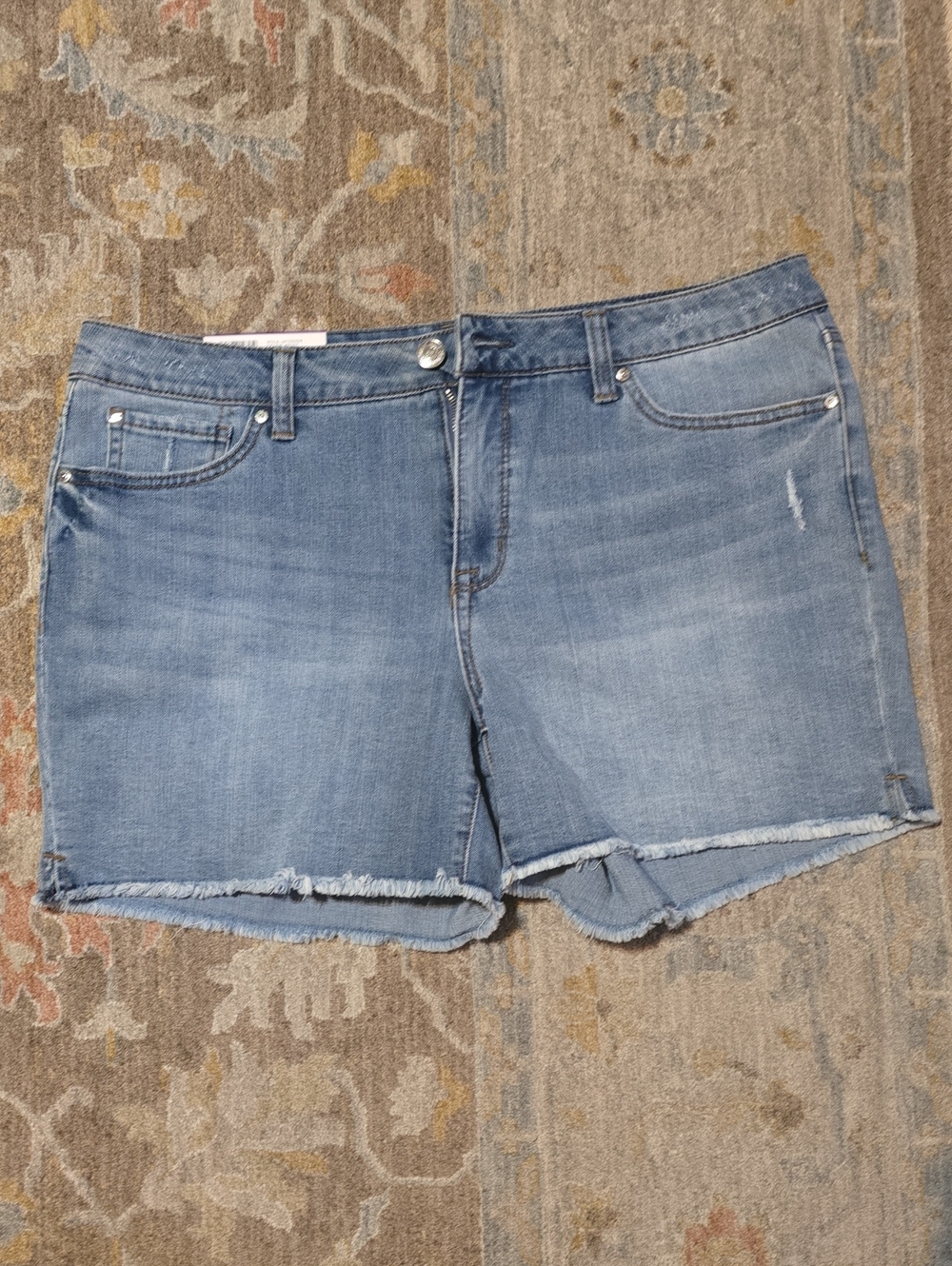 Seven7 Light Blue Frayed Hem Denim Shorts